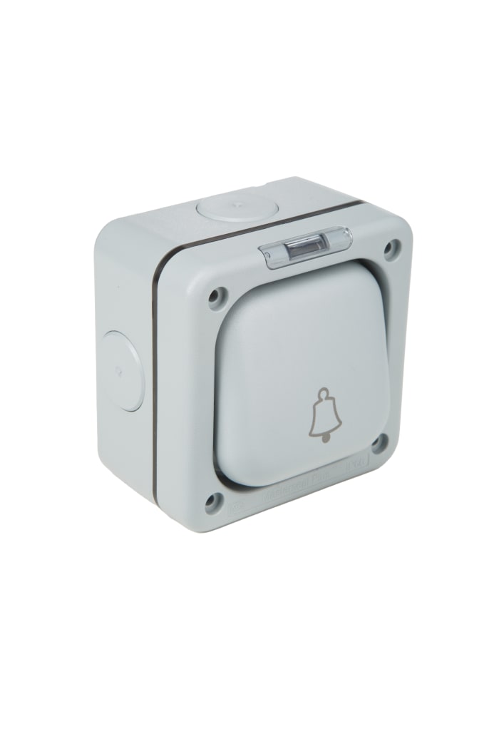 MK Electric Grey Push Button Light Switch, 2 Way, 1 Gang, Masterseal