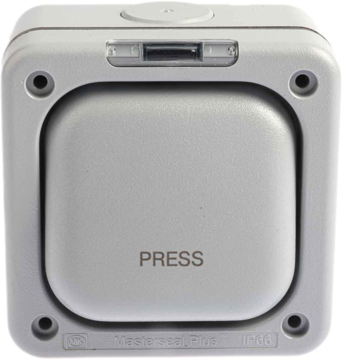 MK Electric Grey Outdoor Light Switch, 2 Way, 1 Gang, Masterseal