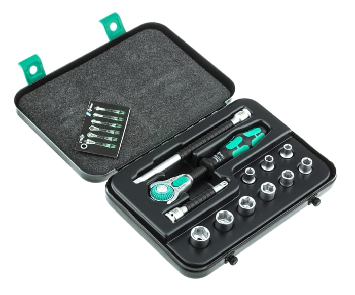 Wera 05003544001 8100 SA Zyklop Cırcır Starter Lokma Seti, 12 Parçalı Set, 1/4 inç Kare