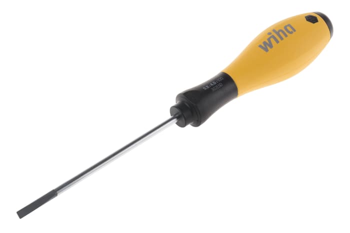 Wiha Slotted  Screwdriver, 4 mm Tip, 100 mm Blade, 211 mm Overall