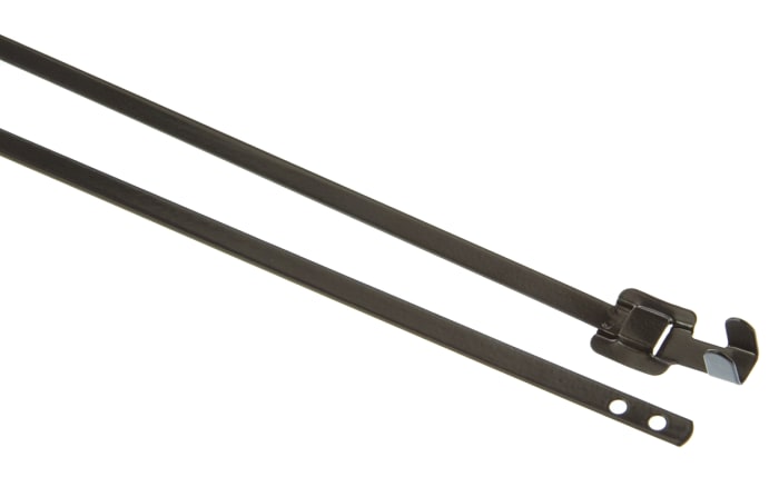 HellermannTyton Cable Tie, Releasable, 330mm x 5.26 mm, Black Polyester Coated Stainless Steel, Pk-100