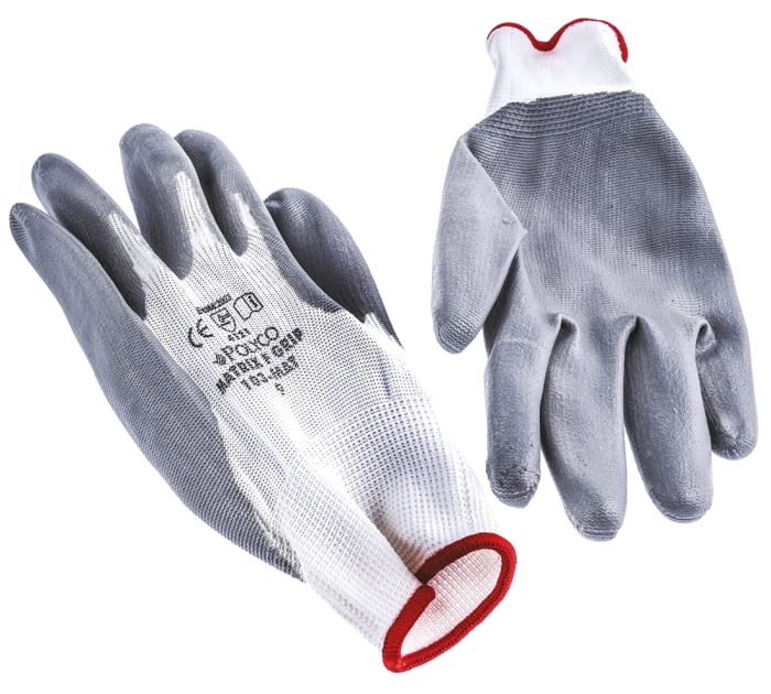 Polyco Healthline Matrix Grey Nitrile General Purpose Work Gloves, Size 9, Nitrile Foam Coating