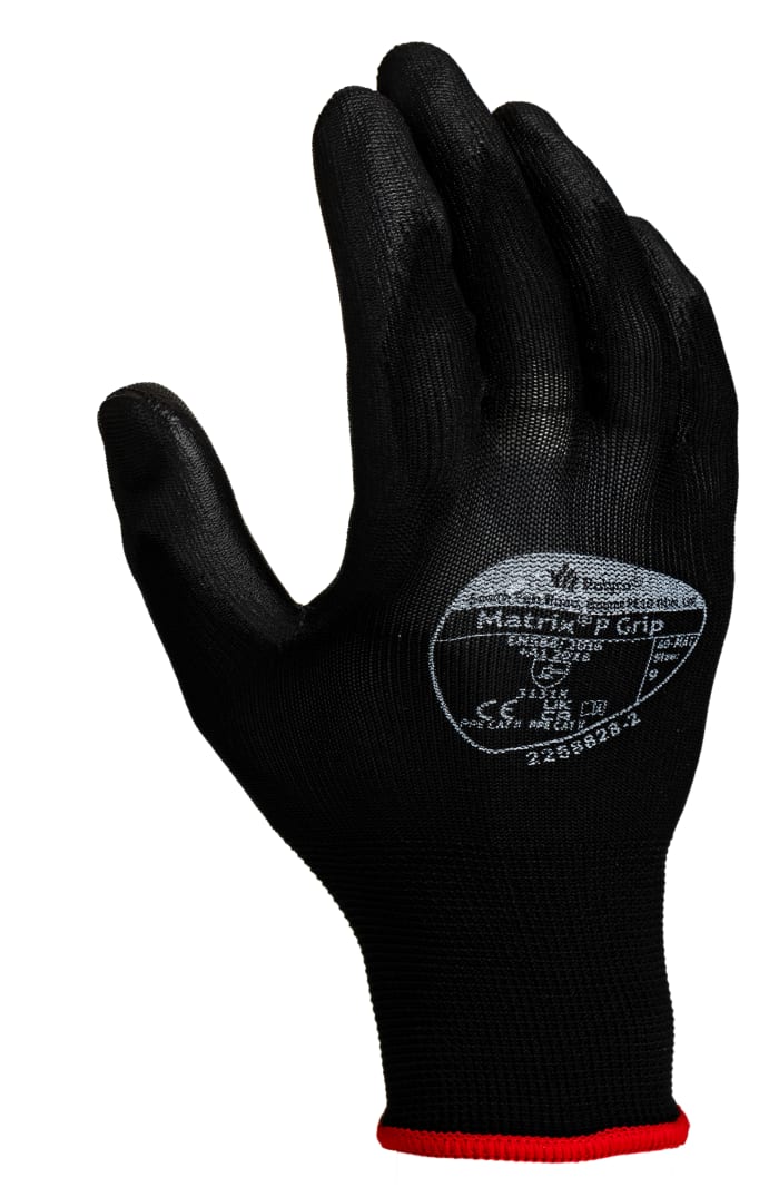 Polyco Healthline Matrix Black Polyurethane General Purpose Work Gloves, Size 9, Polyurethane Coating