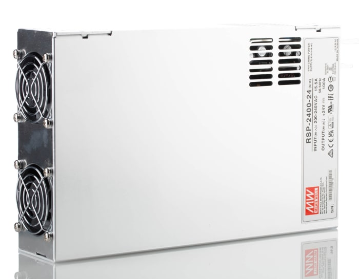 MEAN WELL Switching Power Supply, RSP-2400-24, 24V dc, 100A, 2.4kW, 1 Output, 180 → 264 V ac, 254 → 370 V