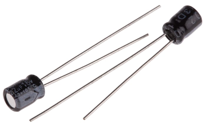 Kondenzátor 22μF ±20% 16V dc, Radiální, Průchozí otvor Hliníkové elektrolytické RS PRO