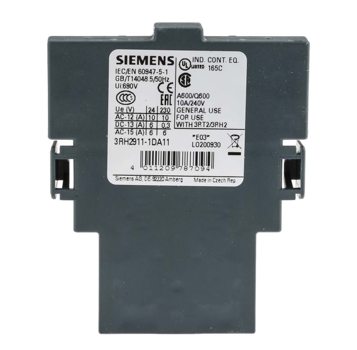Siemens Auxiliary Contact, 2 Contact, 1NC + 1NO, Snap-On, Sirius Innovation