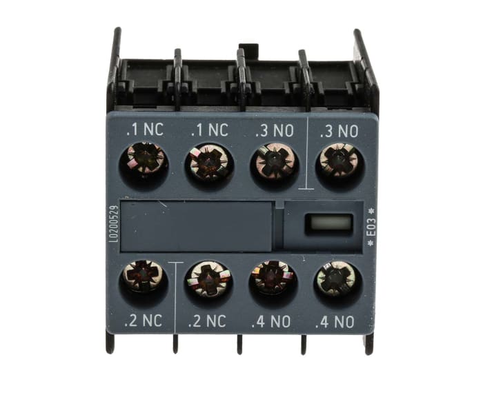 Siemens Auxiliary Contact, 4 Contact, 2NC + 2NO, Snap-On, Sirius Innovation 3RH2