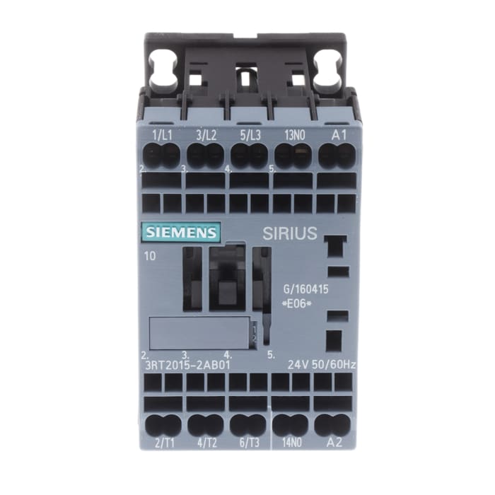 Siemens SIRIUS 3RT Size S00, 3RT2 Contactor, 24 V ac Coil, 3-Pole, 7 A, 3 kW, 3NO, 400 V ac