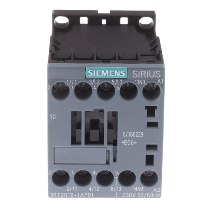 Siemens SIRIUS 3RT Size S00, 3RT2 Contactor, 230 V ac Coil, 3-Pole, 9 A, 4 kW, 3NO, 400 V ac