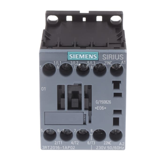 Siemens SIRIUS 3RT Size S00, 3RT2 Contactor, 230 V ac Coil, 3-Pole, 9 A, 4 kW, 3NO, 400 V ac
