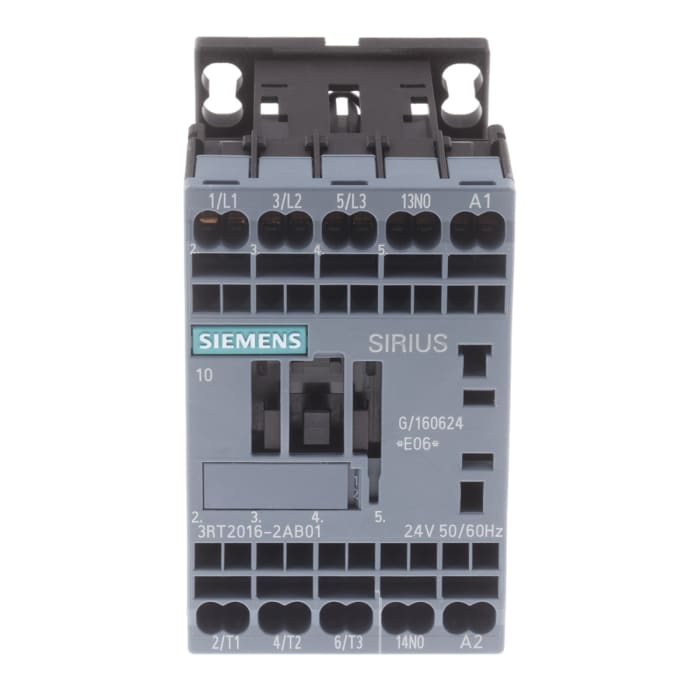 Siemens SIRIUS 3RT Size S00, 3RT2 Contactor, 24 V ac Coil, 3-Pole, 9 A, 4 kW, 3NO, 400 V ac
