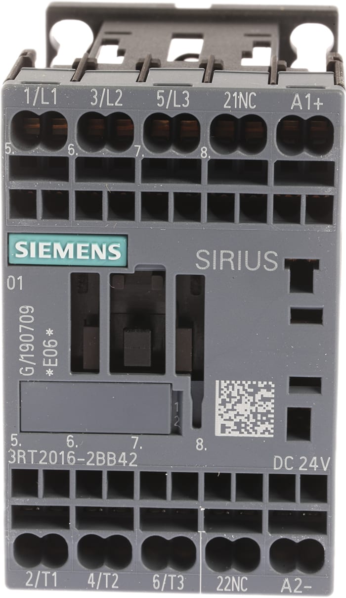 Siemens SIRIUS 3RT Size S00, 3RT2 Contactor, 24 V dc Coil, 3-Pole, 9 A, 4 kW, 3NO, 400 V ac