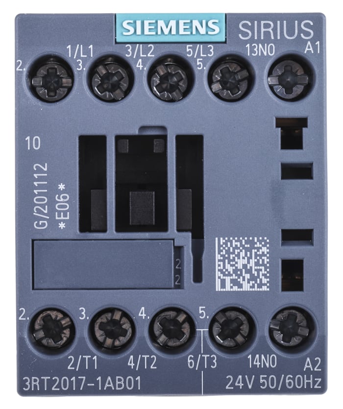 Contacteur Siemens série Size S00, 3RT2, 3 pôles , 3NO, 12 A, 24 V c.a., 5,5 kW
