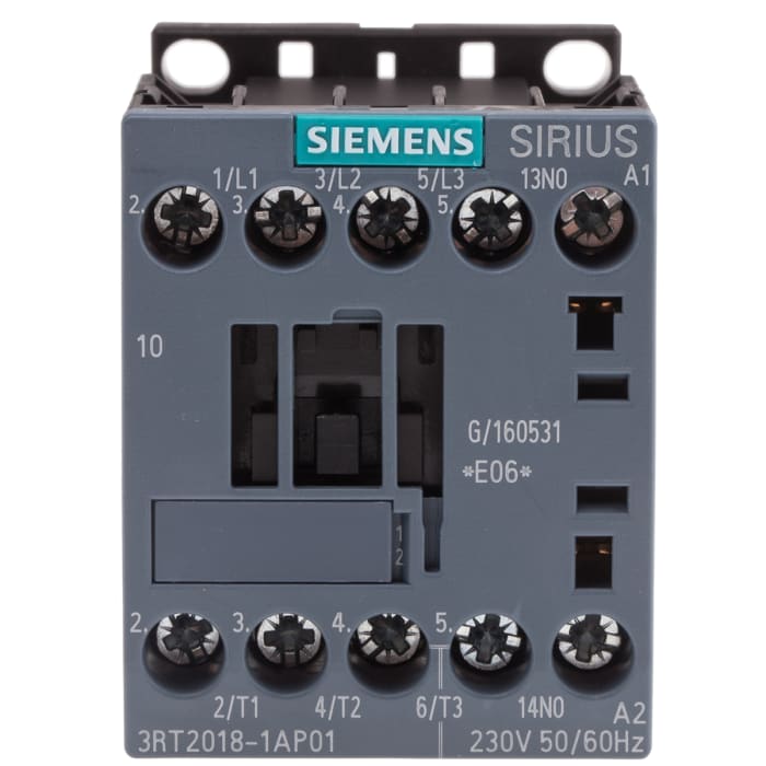 Siemens SIRIUS 3RT Size S00, 3RT2 Contactor, 230 V ac Coil, 3-Pole, 16 A, 7.5 kW, 3NO, 400 V ac
