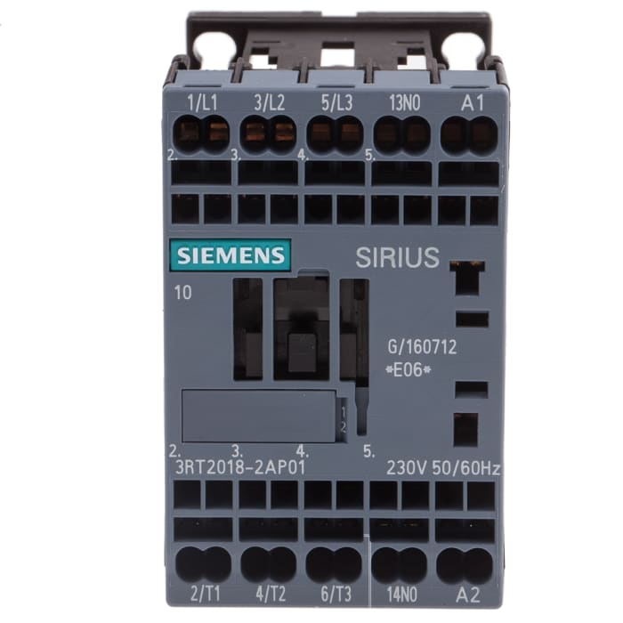 Siemens SIRIUS 3RT Size S00, 3RT2 Contactor, 230 V ac Coil, 3-Pole, 16 A, 7.5 kW, 3NO, 400 V ac