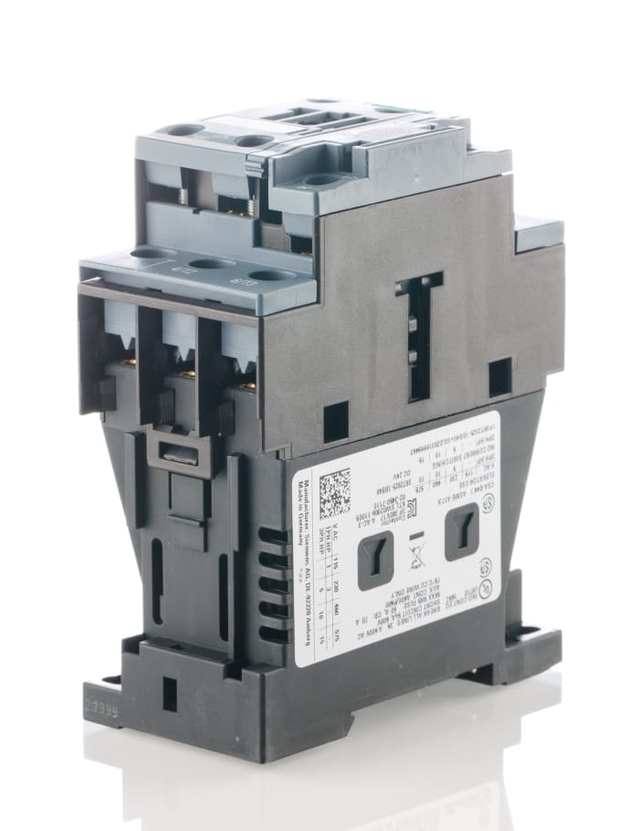Siemens SIRIUS 3RT Size S0, 3RT2 Contactor, 24 V dc Coil, 3-Pole, 17 A, 7.5 kW, 3NO, 400 V ac