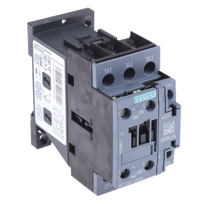 Contacteur Siemens série Size S0, 3RT2, 3 pôles , 3NO, 25 A, 230 V c.a., 11 kW