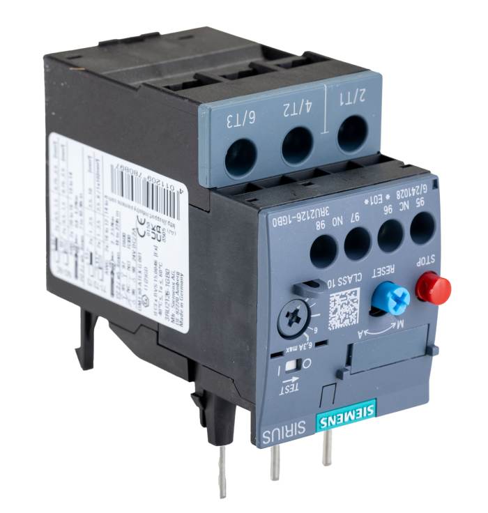Siemens SIRIUS 3RU2 Thermal Overload Relay 1NO + 1NC, 4.5 → 6.3 A F.L.C, 6.3 A Contact Rating, 4 kW, 3P, SIRIUS