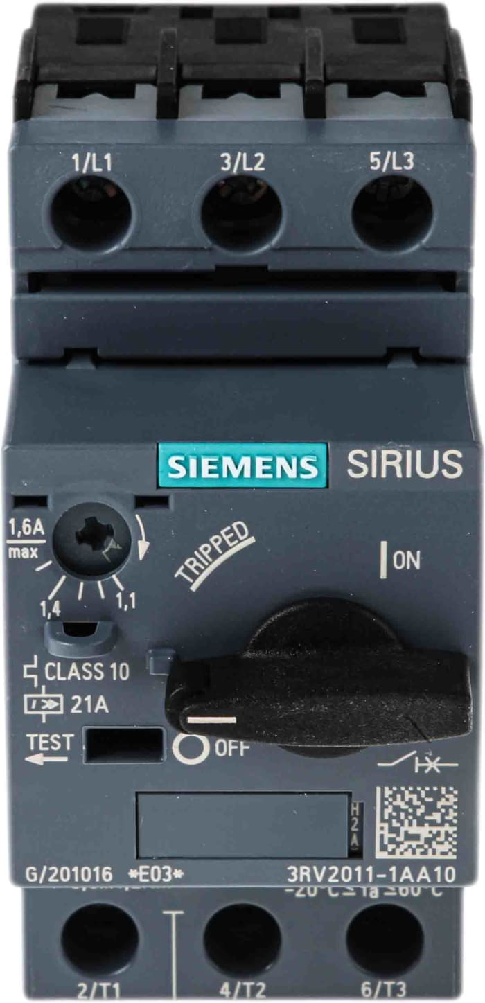 3RV20111AA10 Siemens Siemens 1.1 → 1.6 A Sirius Innovation Motor