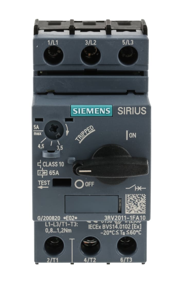 Siemens 3.5 → 5 A SIRIUS 3RV Motor Protection Circuit Breaker