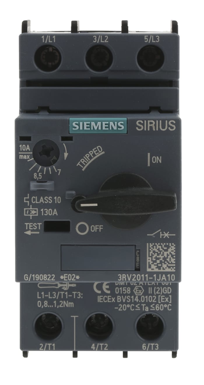 Siemens 7 → 10 A SIRIUS 3RV Motor Protection Circuit Breaker, 690 V