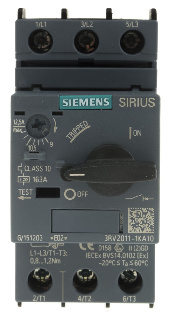 Siemens 9 → 12 A SIRIUS 3RV Motor Protection Circuit Breaker