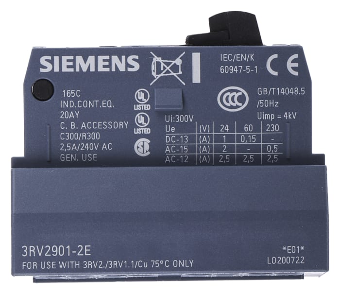 3RV2901-2E Siemens | Yardımcı Kontak Cage Clamp Bağlantılı, NO/NC