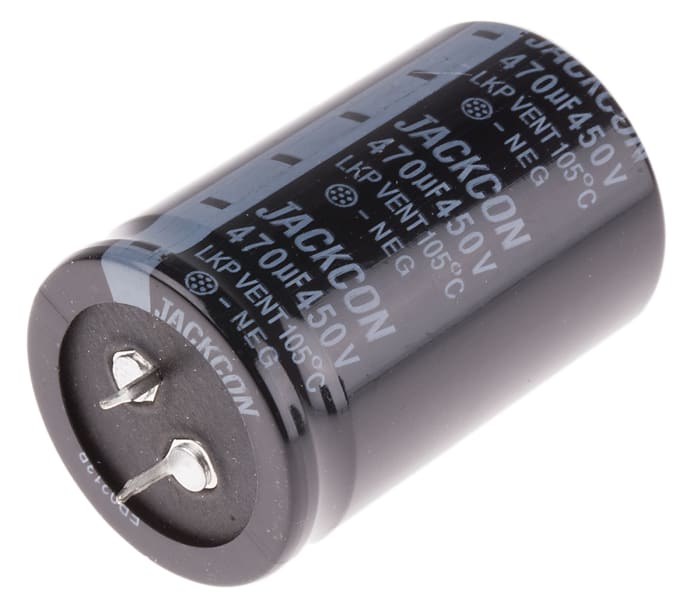 Condensador electrolítico RS PRO, 470μF, ±20%, 450V dc, de encaje a presión, 35 (Dia.) x 55mm, paso 10mm