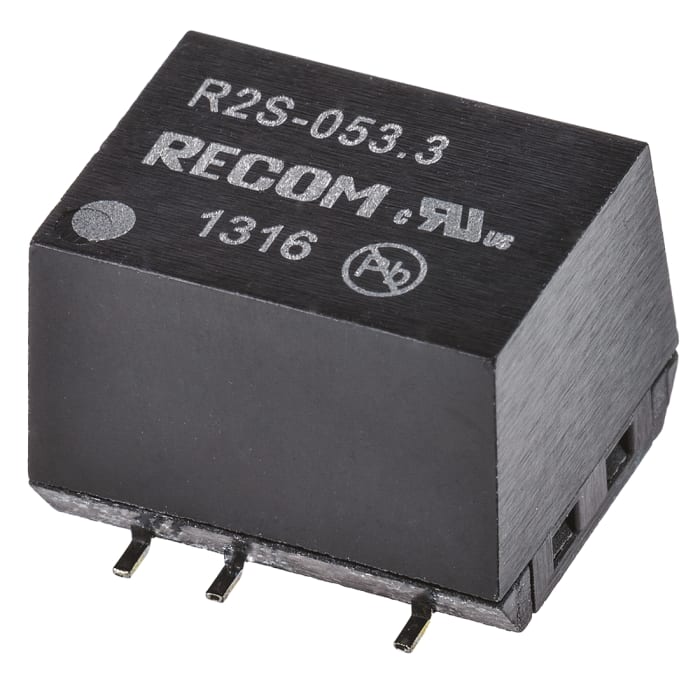 Recom Isolated DC-DC Converter, 3.3V dc/ 606mA Output, 4.5 → 5.5 V dc Input, 2W, Surface Mount, +100°C Max Temp