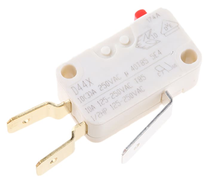 Cherry Button Microswitch, Tab Terminal, 10 A @ 250 V ac, SPDT