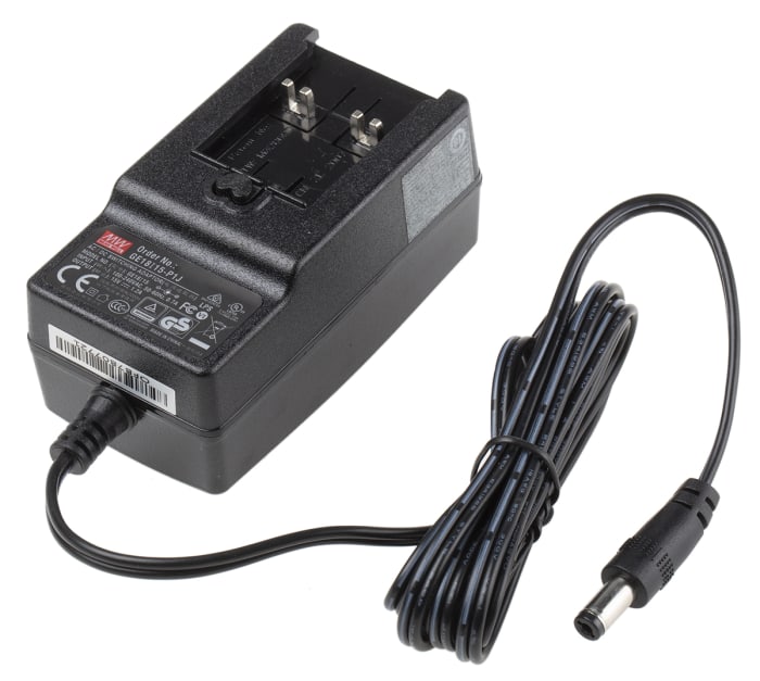 Adaptador AC/DC MEAN WELL 100V ac, 15V dc, 1 salida, Adaptador ac/dc, 1.2A, 18W, Conector macho para Europa,