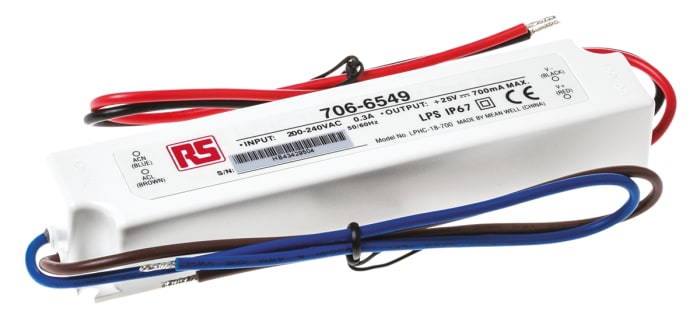 MEAN WELL LED Driver, 6 → 25V Output, 17.5W Output, 700mA Output, Constant Current