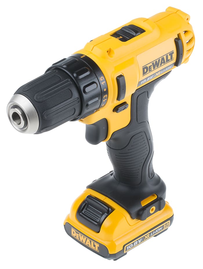 DCD710D2-GB DeWALT, Taladro-atornillador DeWALT a batería Li-Ion de 12V  2Ah 180W, DCD710D2 con 2 baterías, Enchufe UK, 707-2835