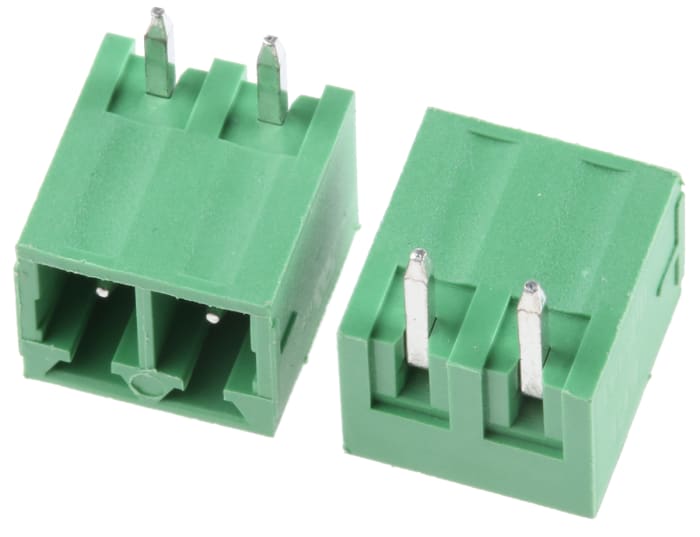 Amphenol FCI 06-381 Series Pluggable Terminal Block, 2-Contact, 3.81mm Pitch, Through Hole Mount, 1-Row, Solder