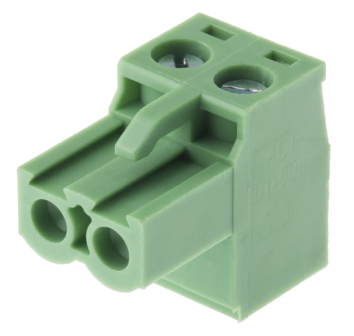 Amphenol FCI Non-Fused Terminal Block, 2-Way, 12A, 24 → 12 AWG Wire, Screw Down Termination