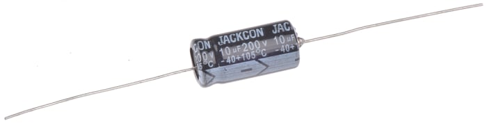 RS PRO 10μF Aluminium Electrolytic Capacitor 200V dc, Axial, Through Hole