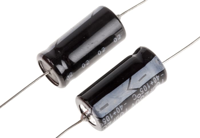 RS PRO 10μF Aluminium Electrolytic Capacitor 250V dc, Axial, Through Hole
