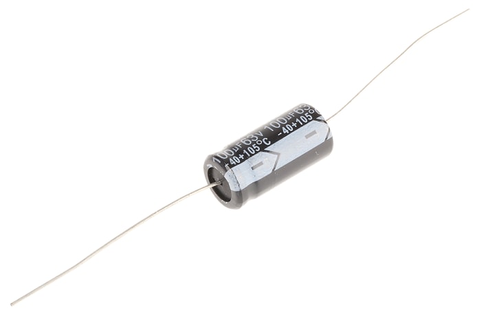 RS PRO | RS PRO 100μF Aluminium Electrolytic Capacitor 63V dc, Axial ...