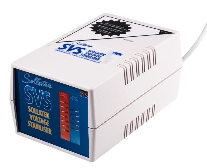 Sollatek Voltage Stabiliser 230V 4A Over Voltage and Under Voltage, 920VA Schuko Plug, Desktop