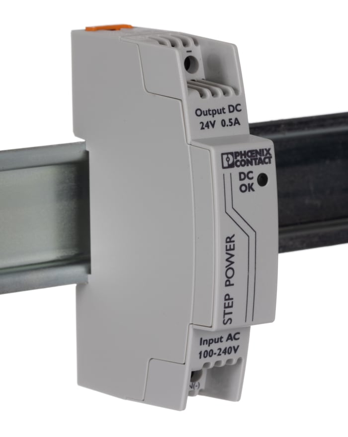 Phoenix Contact STEP POWER Switched Mode DIN Rail Power Supply, 85 → 264V ac ac Input, 24V dc dc Output, 500mA