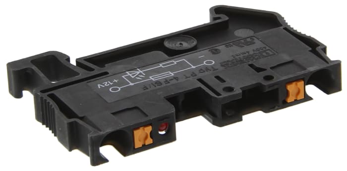 Svorkovnice na lištu DIN s pojistkou, řada: PT 4-FSI/F-LED 12 typu F (miniaturní) Černá