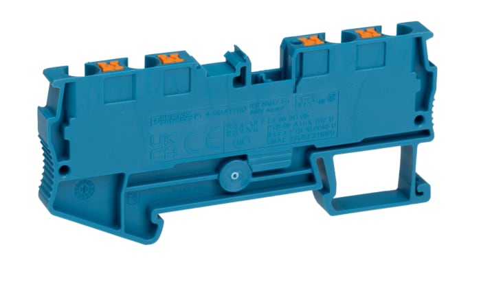 Bloc de jonction de traversée Phoenix Contact PT 4-QUATTRO BU, 0.2 → 6mm², Enfichable, Bleu