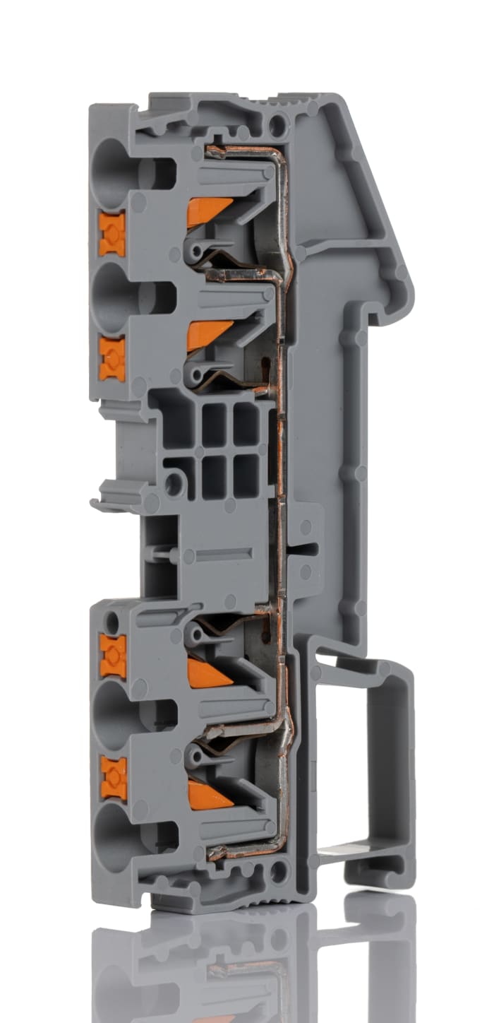 Phoenix Contact 3211797 PT 4-QUATTRO Series Grey, 0.2 → 6mm², Single-Level, Push In Termination, ATEX