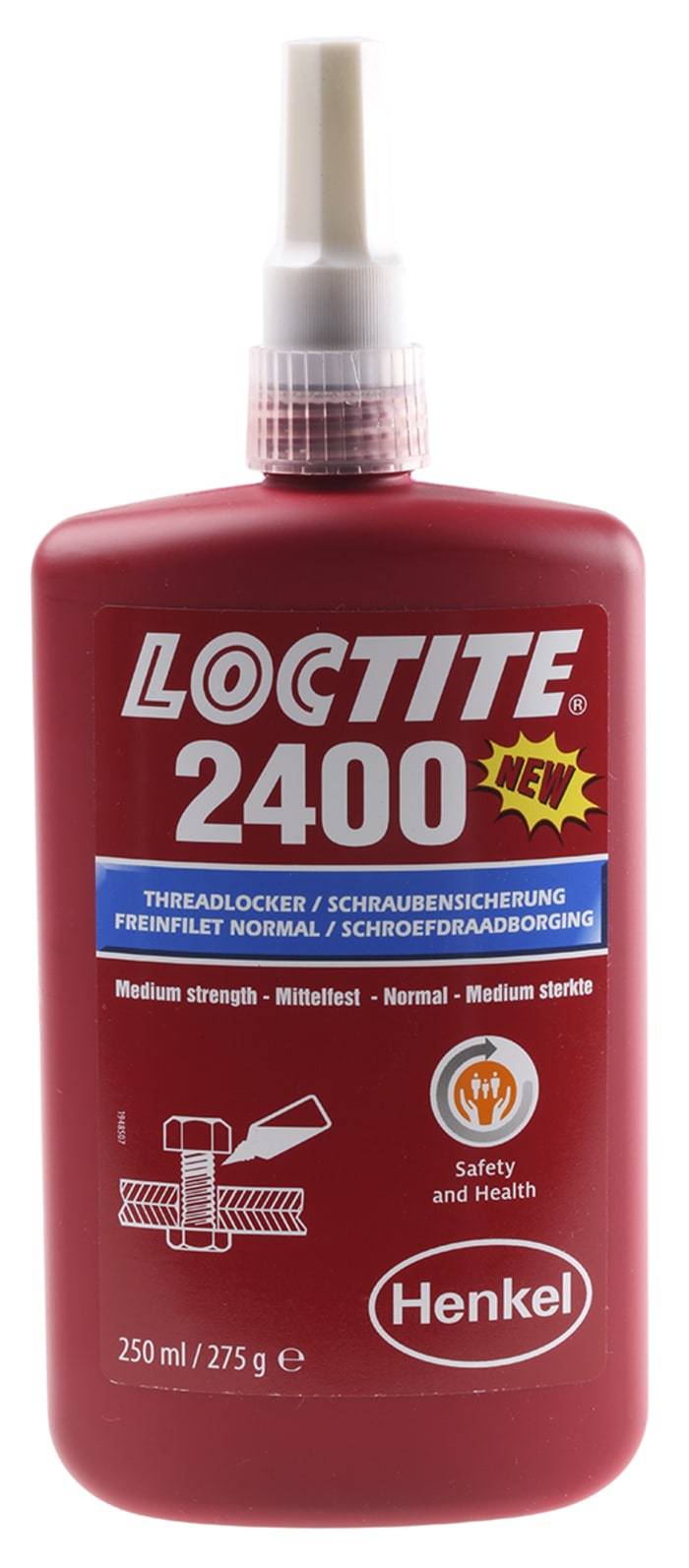 Frein filet Loctite Bleu Loctite 2400, Durcissement 2 h, 250 ml Force : Moyen