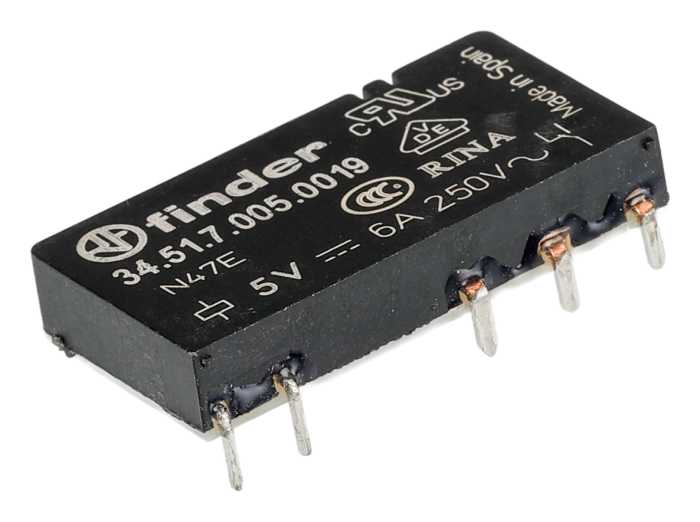 Finder PCB Mount Power Relay, 5V dc Coil, 6A Switching Current, SPDT