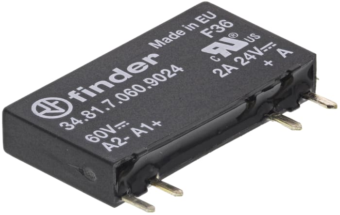 Finder 34 Series Solid State Relay, 6 A Load, PCB Mount, 24 V dc Load, 60 V dc Control