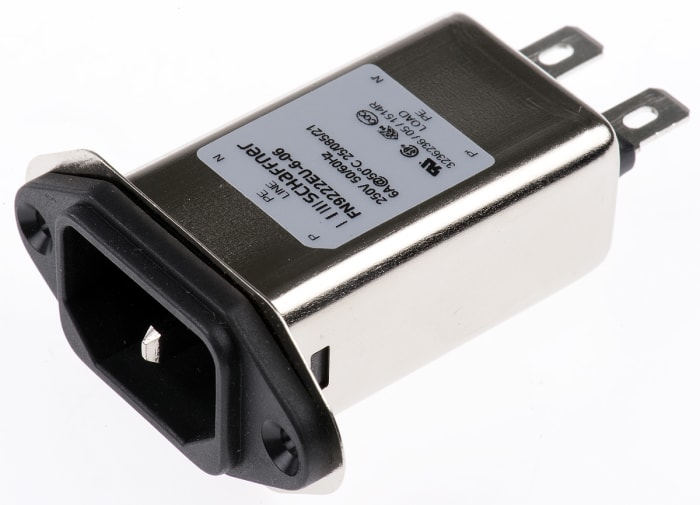 Schaffner 6A, 250 V ac Male Panel Mount IEC Filter FN9222EU-6-06, Faston
