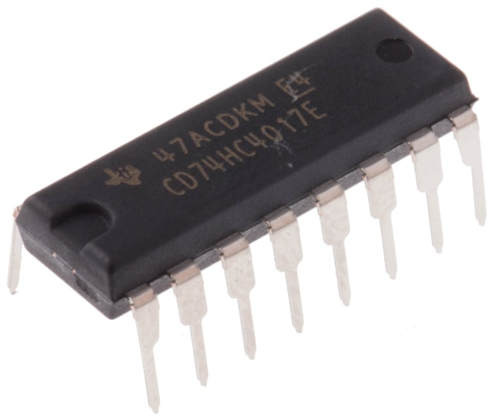 Texas Instruments CD74HC4017E 5-stage Through Hole Decade Counter HC, 16-Pin PDIP