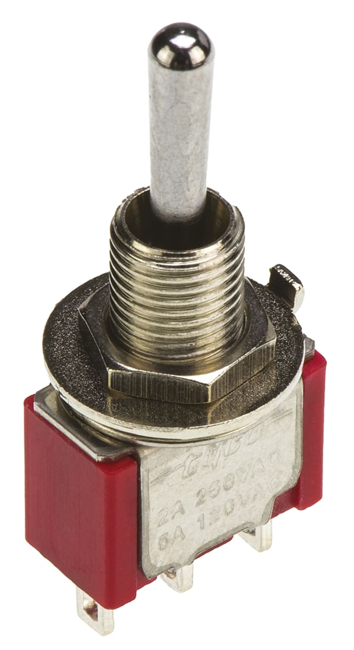 TE Connectivity Toggle Switch, Panel Mount, On-Off-(On), SPDT, Solder Terminal