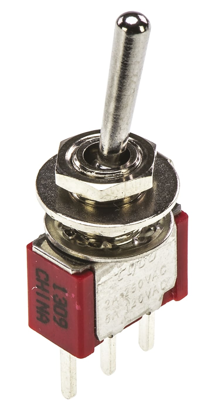 TE Connectivity Toggle Switch, PCB Mount, On-On, SPDT, Through Hole Terminal, 120 V ac, 28V dc